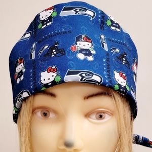 HELLO KITTY SEATTLE SEAHAWKS MEDICAL NURSING SCRUB CAP